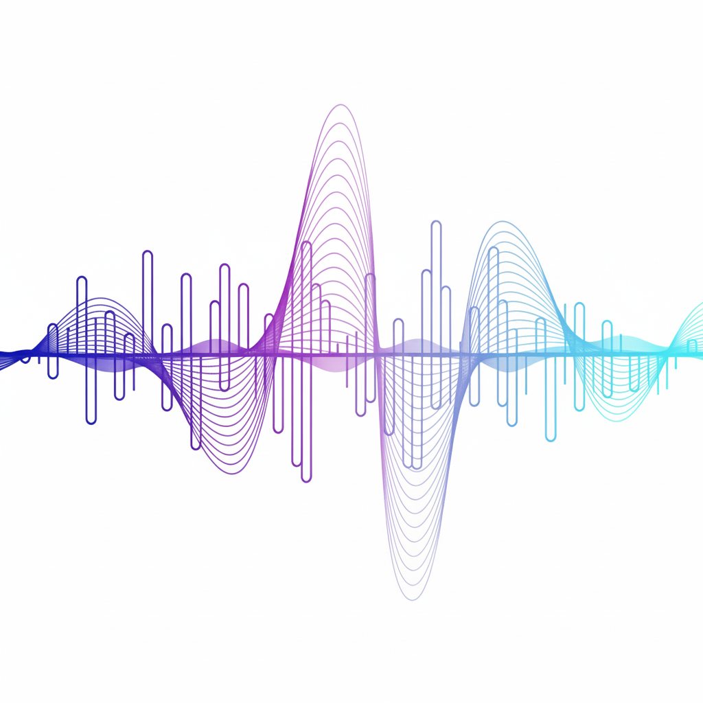 An artistic visual of a sound wave or studio equipment, representing high-quality audio.